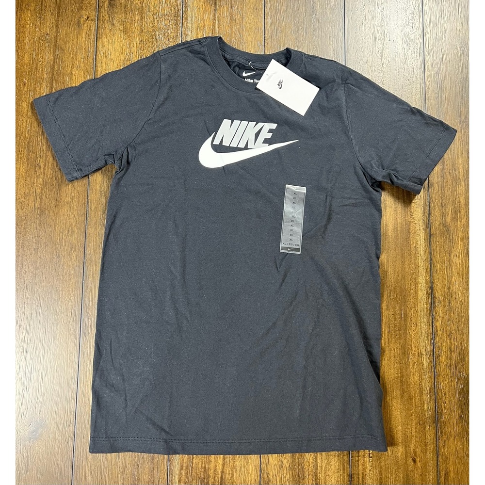 Nike Boys Sportswear Futura Icon Graphic T-Shirt Black White DV2579-010 XL
